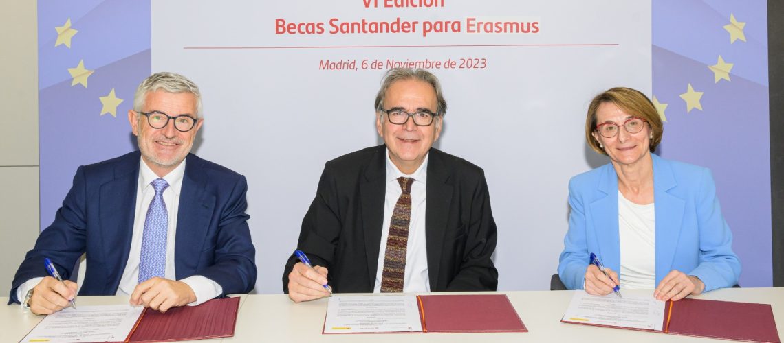 El Ministerio de Universidades, Banco Santander y Crue Universidades Españolas firman un nuevo acuerdo para el desarrollo de las “Becas Santander para Erasmus” en España_65493f06d9cc2.jpeg